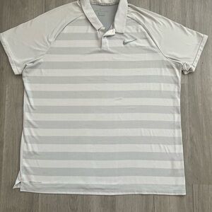 Nike Women's Striped Polo Shirt - Light Gray